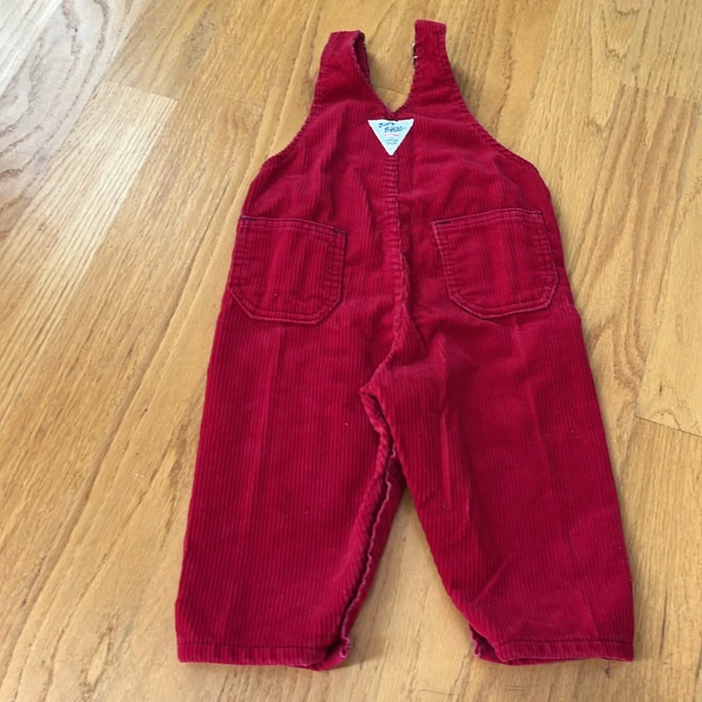 Oshkosh b’gosh vintage made in the USA vest back wide wale red corduroy overalls